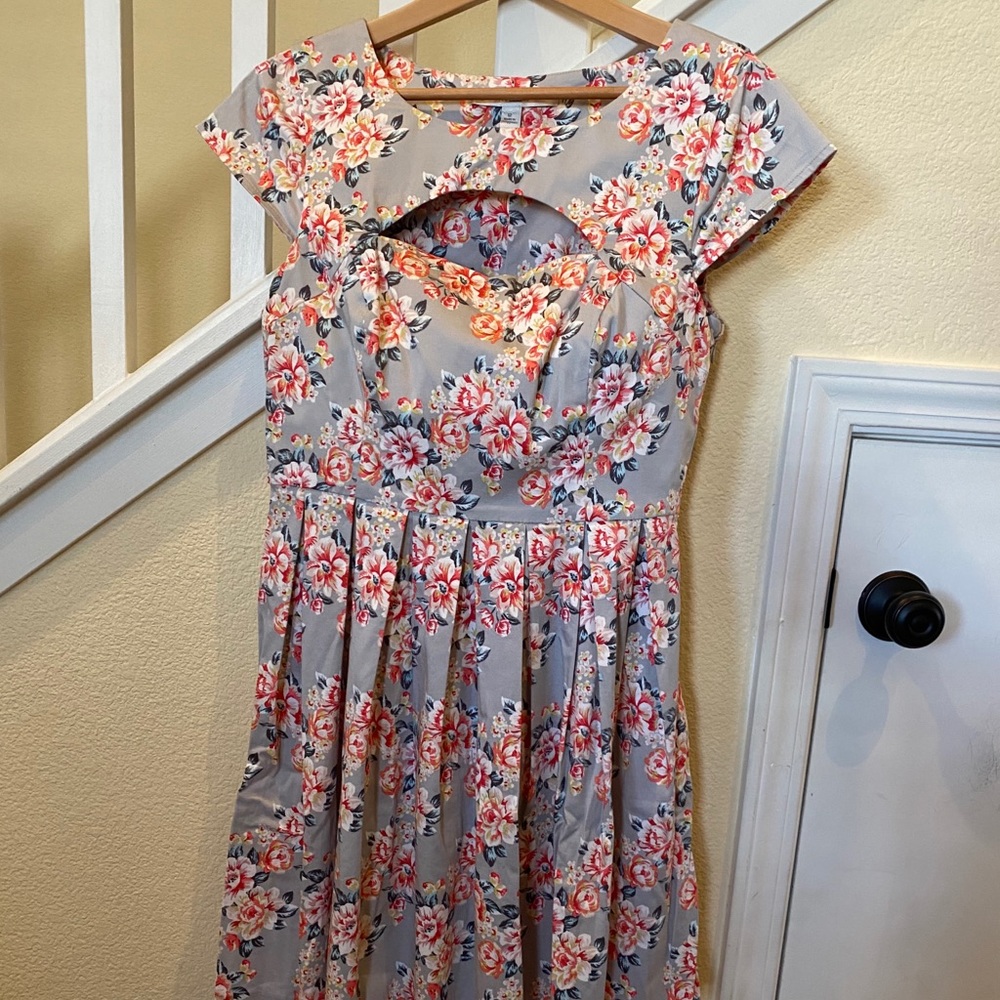 LC Lauren Conrad Gray Floral Dress